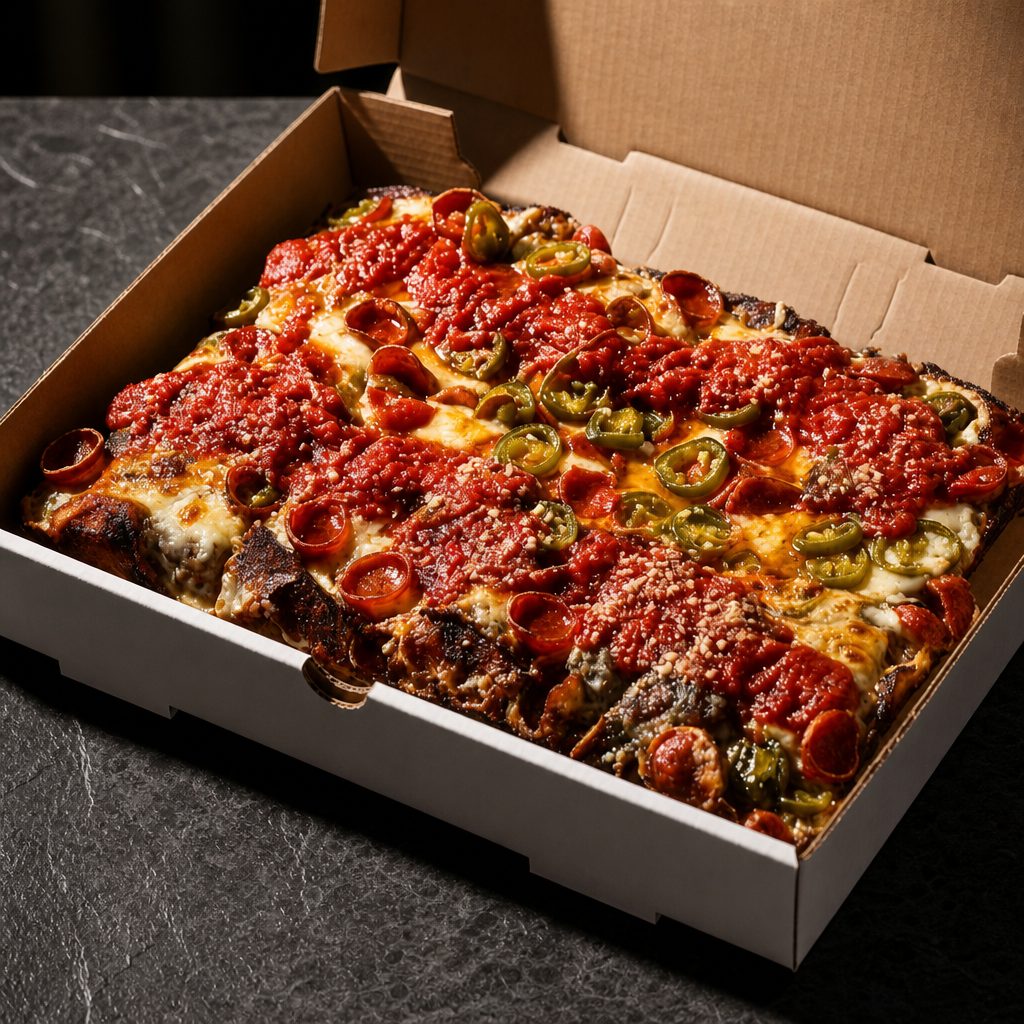 Large Mike's Honey Hot Pepperoni Detroit.