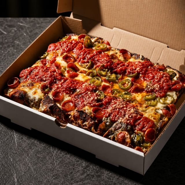 Large Mike's Honey Hot Pepperoni Detroit.